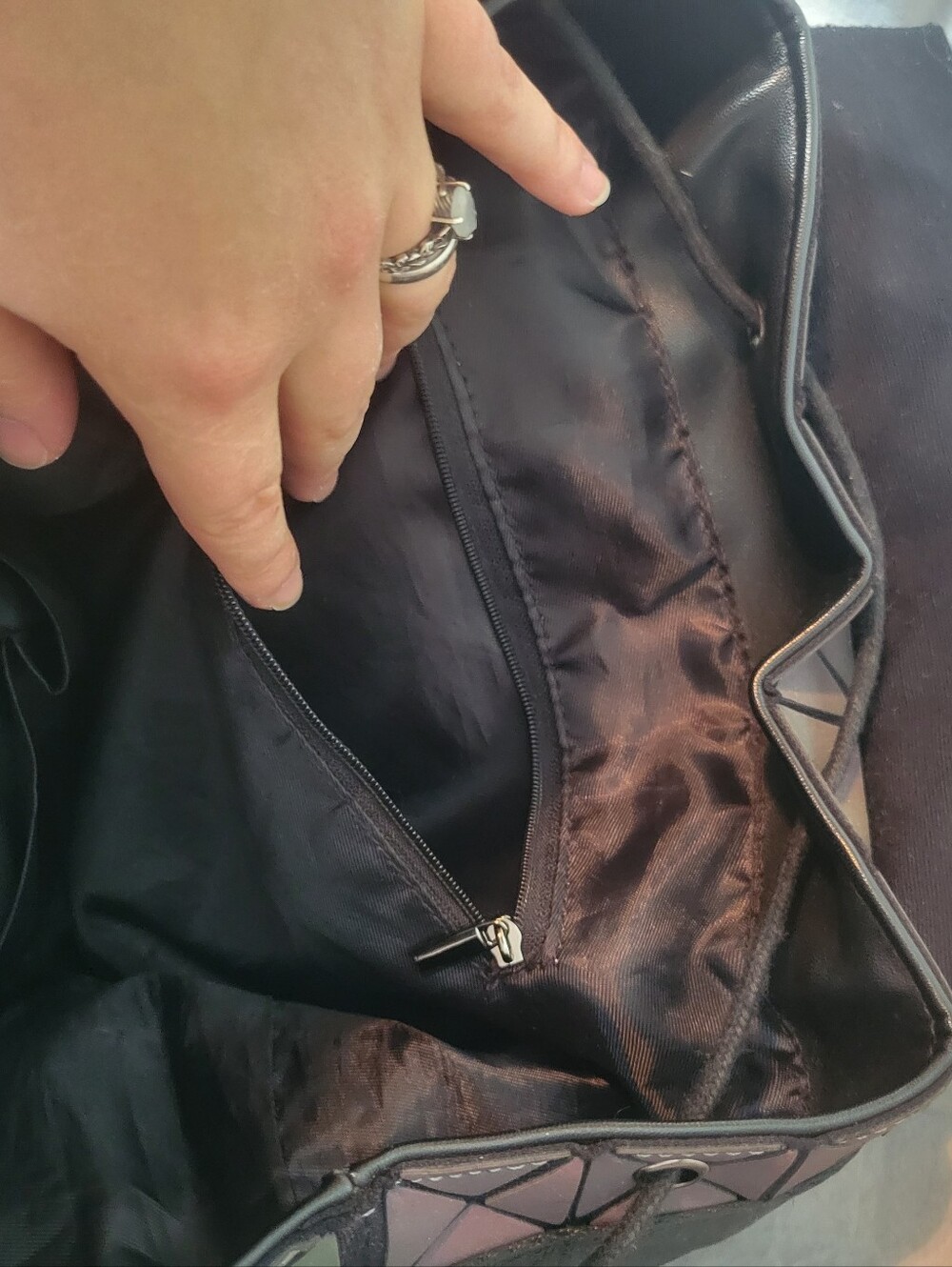 Reflective Iridescent Geometric Triangle Backpack (Reflective Colors In Photos) - Picture 12 of 15